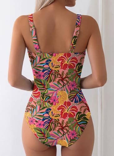 Image of Aleumdr Womens Textured One Piece Swimsuit Tummy Control Bathing Suit Tie Knot Cutout Swimwear
