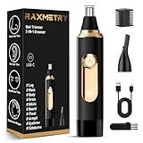 Nose Hair Trimmer for Men,2025 Professional Painless IPX7 Waterproof Eyebrow & Facial Hair Trimmer,USB Rechargeable with LED Display Dual-Edge Blades for Smoother Cutting,BlackGold