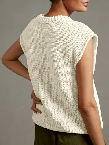 Saodimallsu Womens Sleeveless Crewneck Sweaters Ribbed Knit Tank Tops 2025 Trendy Sweater Vest3