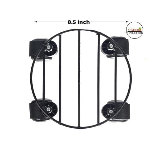 Image of Stand MasterMetal Black Strong Round Plant Stand with Wheels for Flower Pots Outdoor | Indoor Plants Gamla Stand for Living Room, Balcony and Home Garden Wheels Plant Stand | Set of 1 |