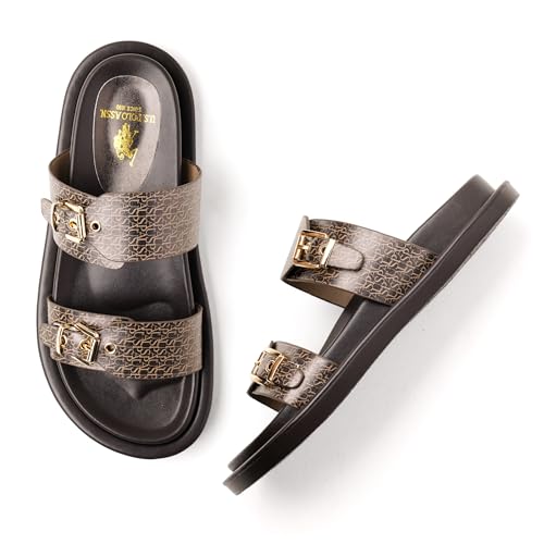 Image of U.S. POLO ASSN. Maria Black Footbed Flats With Monogram Logo