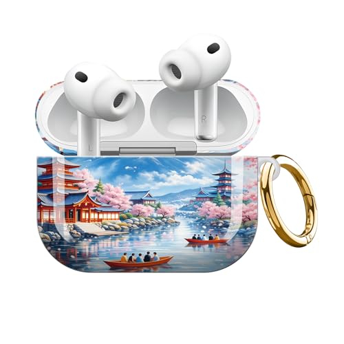 AirPod Pro 3�P�[�X�ɑΉ��B�ϏՌ��J�o�[�A�L�[�`�F�[���t�����C�����X�[�d�P�[�X�AAirPod Pro��3����(Mountain Cherry Blossom)�p�̃g�����f�B�ȃf�U�C��