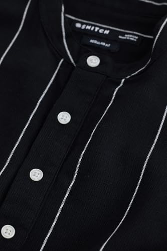 Image of SNITCH Men Casual Shirt for Smart & Everyday Wear | Regular Fit Full Sleeve Point Collar Striped Pattern | Breathable Cotton Blend Fabric for All Day Comfort