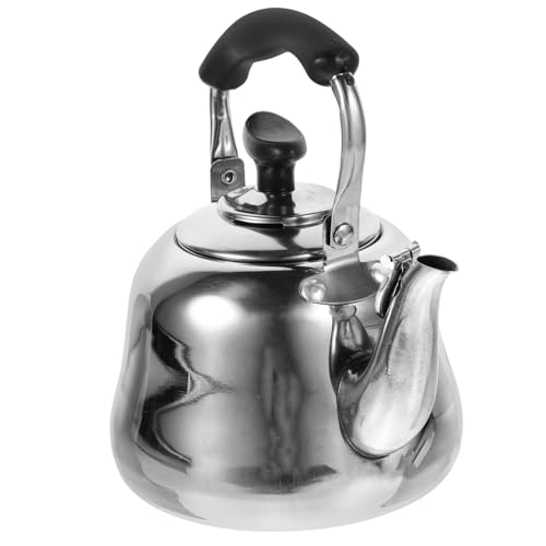 MUCKLILY Bouilloire Sifflante 1L en Acier Inoxydable Résistante Chaleur Poignée Confortable pour Induction et Gaz Bouilloire Cuisine Pratique