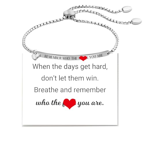 Remember Who The You Are Motivational Tube Bracelet For Women, Adjustable Hand Bradied Wrap Stainless Steel To My Daughter/Best Friend Inspirational Gifts Teen Girls Jewelr…