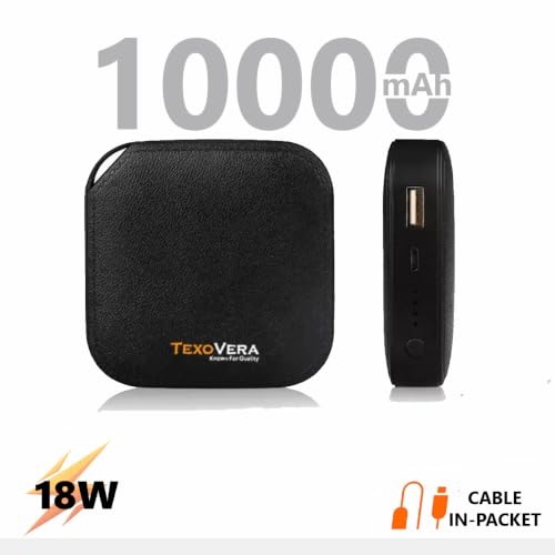 Image of 10000 mAh 18 W Compact Pocket Size Power Bank (Black, Lithium-ion) Black