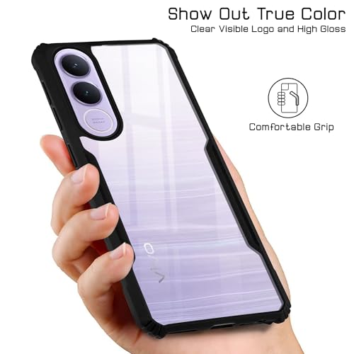 Image of Jkobi Hybrid Back Cover Case for Vivo V70 FE 5G (Shockproof with Polycarbonate Clear Panel | Professional Black)