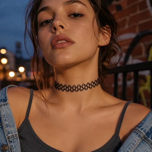 MIAZQ 2PCS Black Choker Necklace for Women, Pink Choker and Black Choker Set, Stretchy Elastic Adjustable 90s Y2K Goth Choker Necklace for Women (2PCS Black) by MIAZQ - Used condition - Image 2