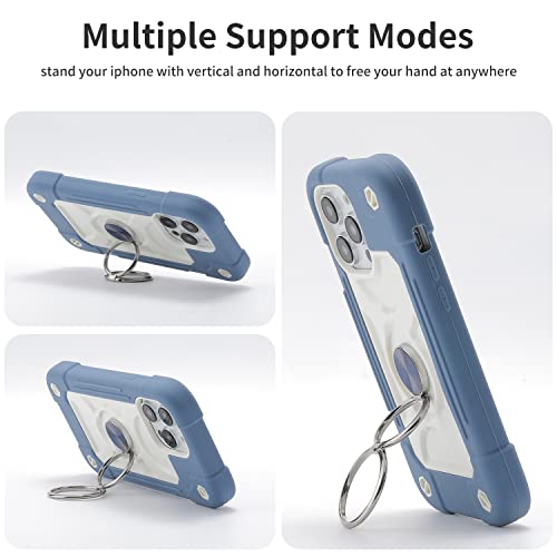 Image of MARKILL Compatible with iPhone 14 Pro Max Case 6.7 Inch with Ring Stand, [Soft Silicone and Hard Plastic ] Heavy-Duty Military Grade Shockproof Case Phone Cover For iPhone 14 Pro Max. Blue