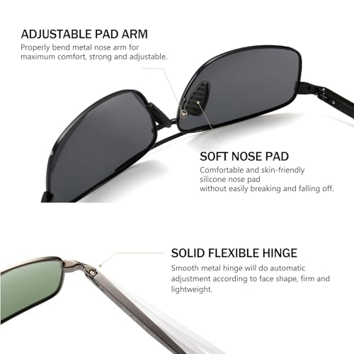 Image of SUNGAIT UV protection Ultra Lightweight Rectangular Polarized Sunglasses