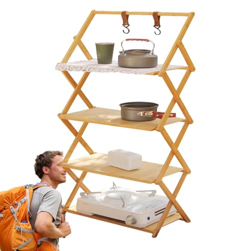 Étagère de rangement de camping pliante, étagère pliante pour l'extérieur de camping | supports de camping portables à différents niveaux - étagère de camping...