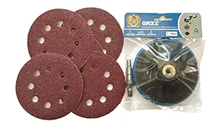 OMEX Recycled Plastic Sanding Disc with Lock Nut and 10 Pieces Sandpaper for Grinder/Drill (5-Inch) -Combo of 2 Piece | Red