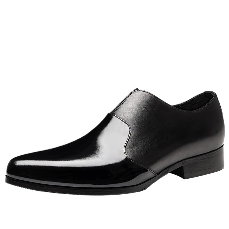 Men's Business Oxford Leather Shoes, Black Formal Dress Shoes for Men, Slip-On Pointed Toe Loafers, Casual Suit Shoes for Office and Events