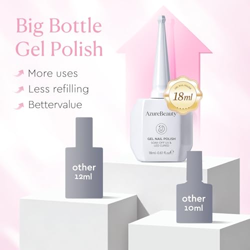 Image of AZUREBEAUTY Baby Pink Gel Nail Polish 18ML, UV /LED Soak Off Gel Polish | Soft Cream Light Pink Salon Nail Gel for Long Lasting High Gloss Manicure, French Nail Art for Women