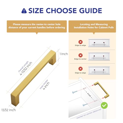 Image of Ravinte Brushed Brass Solid Pulls Cabinet Handles 4 Inch 10 Pack | Solid Zinc, Slim Design, Mounting Screws Included, Kitchen Cabinet Hardware, For Cupboards, Dressers, Drawers