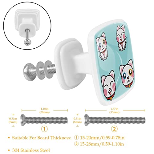 Boutons d'armoire robustes et faciles à poser avec 4 chats - 4