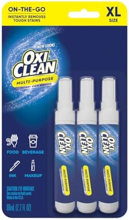 CR Brands OxiClean On The Go Stain Remover Pen for Clothes and Fabric, to Go Instant Stain Removal Stick, 3-Count