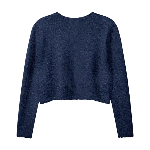 Image of Girls Cardigan Bolero Ruffle Open Front Button Cover-Up 3-12Y