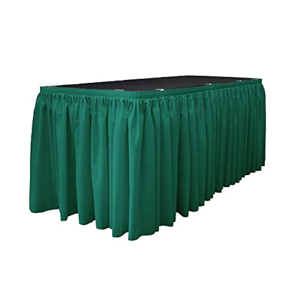 LA Linen Tafelrok van polyester popeline, geplisseerd, met 10 grote clips, 35 x 73 cm, blauwgroen