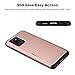 Jiunai Samsung Galaxy S20 Ultra Case, Credit Card Holder Wallet Sliding Cover Non Slip Dual Layer Shockproof Anti Scratch Hard Shell Soft Rubber Cover Case for Samsung Galaxy S20 Ultra 5G Rose Gold