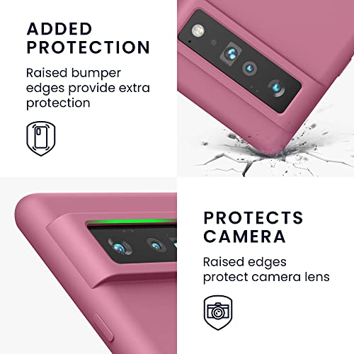 kwmobile Case for Google Pixel 6 Pro Case - Soft Cover - Shockproof Silicone - Wireless Charging Dark Rose - Image 3