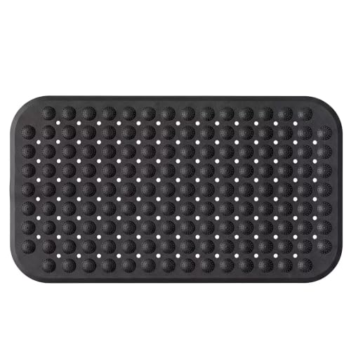 Badewannenmatte rutschfest, 65 x 35cm Lange Antirutschmatte Badewanne, Duschmatte rutschfest BPA Frei, Schimmelresistent & Maschinenwaschbar, Schnelltrocknend und Leicht zu Reinigen, Schwarz