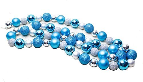 Silver Blue 78.74inch Shatterproof Christmas Ball Garland