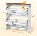 HOOBRO Armoire à chaussures à glissière, rangement étroit avec portes à arches, étagères réglables, organisateur d'entrée pour Hallway, petits espaces, blanc et noyer WH42SC01