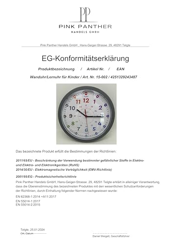 Bada Bing Montessori Wanduhr für Kinder - bruchfeste Acrylglasscheibe - Lernuhr ohne Tick Geräusch - analoge Kinderuhr zum Lernen der Uhrzeit - Kinderzimmer Mädchen, Jungen Uhr Ostergeschenk Kinder