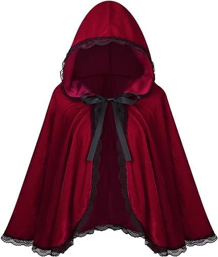 Little Red Riding Hood Cape Velvet Cloak for Halloween Cosplay Party