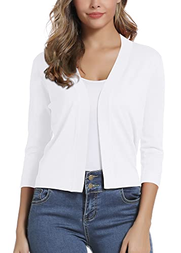 Urban CoCo Women's 3/4 Sleeve Cropped Cardigan Sweater Elegant Shrugs for Women4