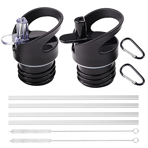 Lot de 2 couvercles à paille de taille standard pour bouteille Hydro Flask à bouche standard et simple Ascent - Bouchons de sport - Accessoires pour...