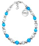 Hidden Hollow Beads Diabetes, Diabetic Awareness Beaded Bracelet, 7.75 Inches, Grey & Blue Colors, Handbeaded in the USA (Wire & Clasp - 7.75' comes with Extension)