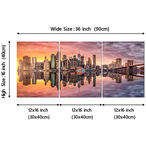 Yeilnm New York City Wall Art Sunset Landscape Brooklyn Bridge Canvas Picture Manhattan Skyline Painting Giclee Artwork Modern Home Office Living Room Bedroom Wall Decoration #TOP6
