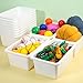 Outus 24 Pack Book Bins for Classroom Plastic Cubby Storage Bins Colored Kids Toy Organizer Container with 120 Pcs Self Adhesive Label for Student Teacher Library School Office Home(White)