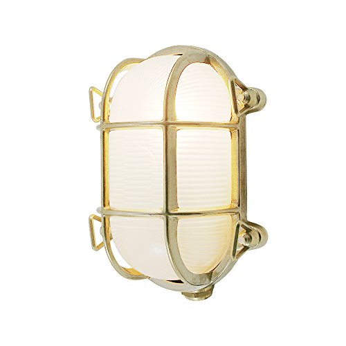 Lampe ovale en laiton hublot mural extérieur IP54 culot E27 175x130mm