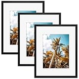 Frametory 16x20 Picture Frame for Wall, Display Picture 11x14 with Mat or 16x20 Without Mat, Gifts for Family (Black, 3 Pack)