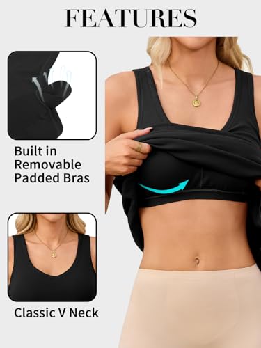 V FOR CITY Built in Bra Dress with Pockets for Women 2025 Summer Dresses Casual Cotton V Neck Sundress2