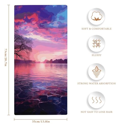Serviette de bain séchage rapide super douce couleur violet coucher de soleil