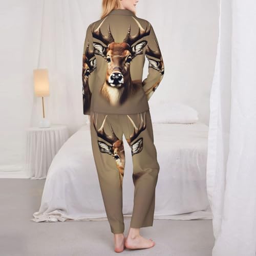 Ensemble de pyjama à manches longues imprimé tête de cerf confortable - 5