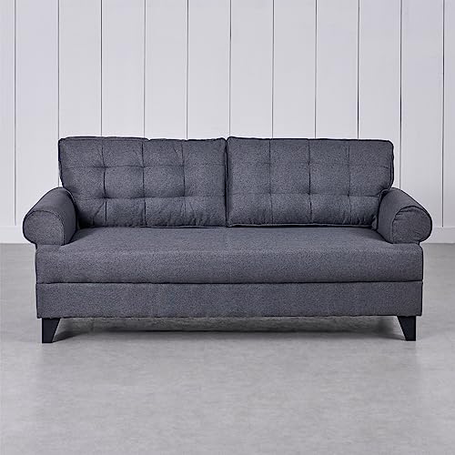 Image of Home Centre | Helios California Fabric 3+2 Seater Sofa Set | Sofa for Living Room | Solid Wood | Grey | 1 Year Warranty