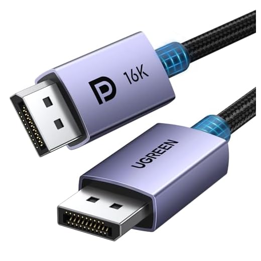 UGREEN 16K DisplayPort Cable 2.1 [VESA Certified] DP2.1 40Gbps Support 8K@240Hz 4K@240Hz HDR, HDCP, DSC 1.2a, Braided Display Port Cable Cord Compatible FreeSync G-Sync Video Card Monitor, 6.6FT