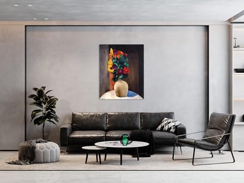 Tableau abstrait fleurs sous cadre 80x105cm pour décoration murale - 2