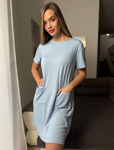 Image of Deyeek Open Back Hospital Gowns for Women Tear Away Short Sleeve Post Surgery Soft Nightgowns for Elderly Women with Pocket