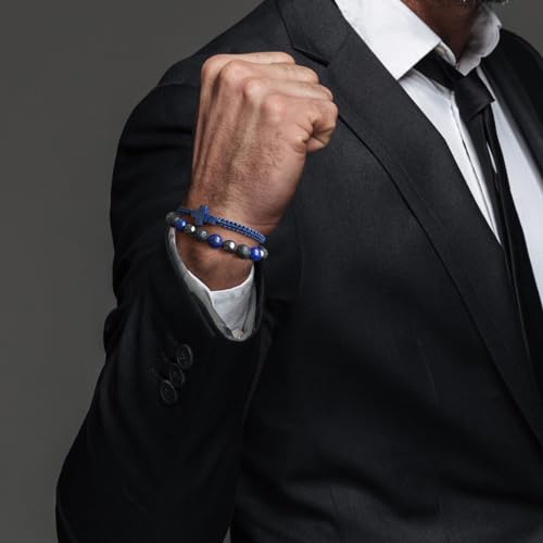 Pulsera Cross Beaded para hombre set 2 piezas miniatura 7