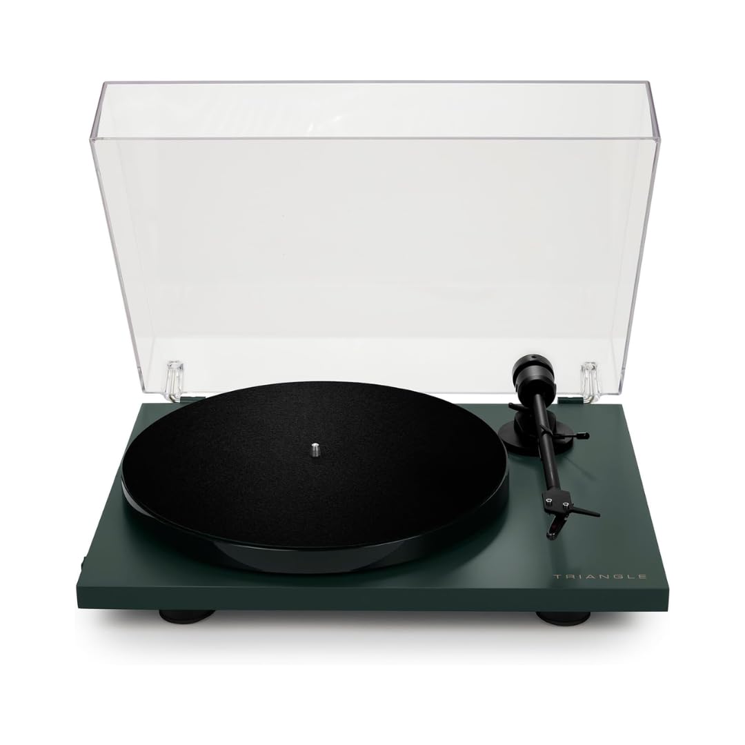 Triangle – Platine Vinyle Lunar 1 – Platine Vinyle Manuelle 33/45 Tours à Entrainement par Courroie – Cellule OM-5E intégrée - 420 x 112 x 330 mm - Vert