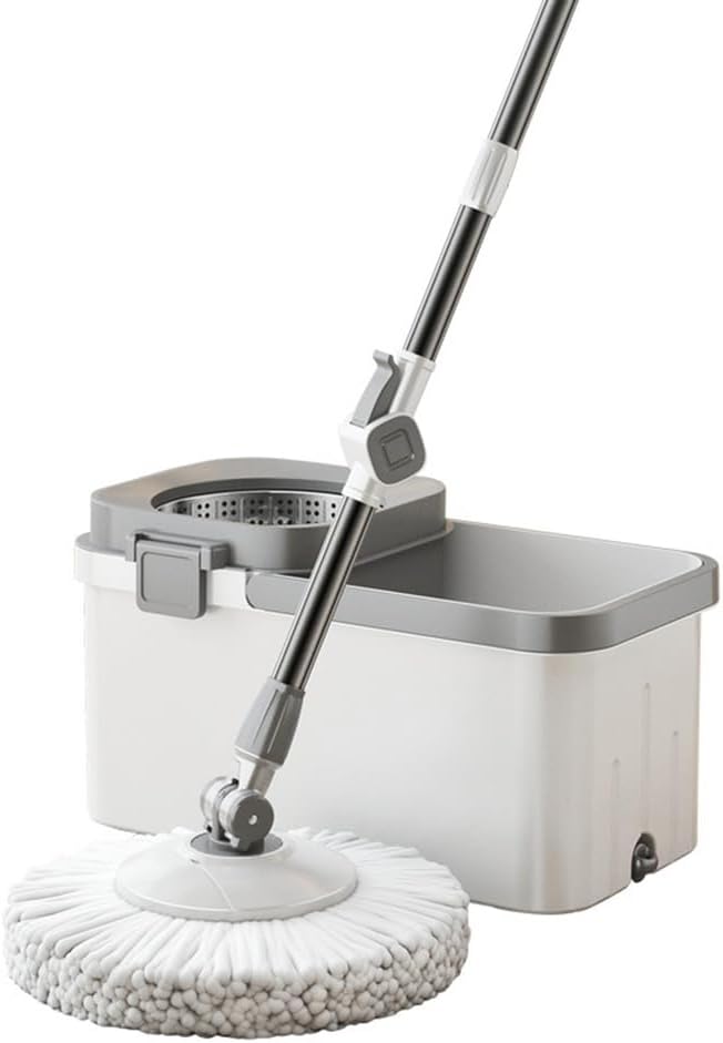 Hands-Free Spin Mop and Bucket Set, 2-in-1 Dry and Wet Microfiber Mop for Floor Cleaning with Powerful Wringing Bucket