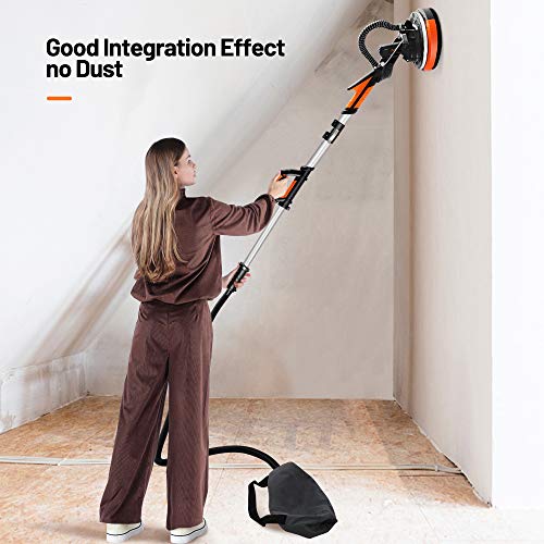 Drywall Sander, Toktoo Electric Drywall Sander With Vacuum Attachment, 13 Sanding Discs, Led And 6 Variable Speed, Extendable Handle And Carrying Bag #TOP6