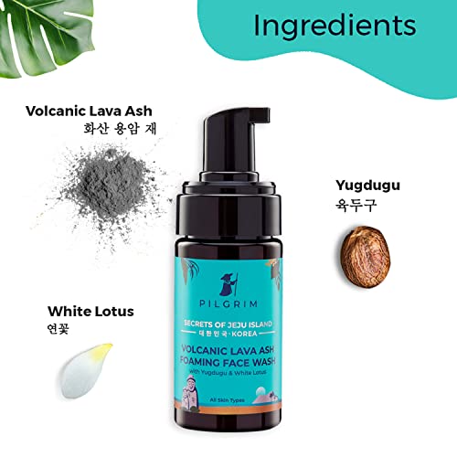 Image of PILGRIM Korean Volcanic Lava Ash Foaming Face Wash for Deep Cleansing with Yugdugu & White Lotus | Korean Skin Care Products | 100% Safe on All Skin Types | SLS & Paraben Free | 120 ml