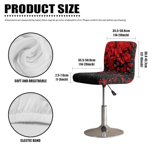 Image of Bar Stool Chair Cover 2 Pack Barstool Slipcovers Counter Stool Chairs Covers with Waterproof Seat Pad Bar Seat Cover with Elastic Bottom,Red Heart